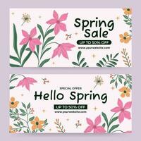 Flat spring sale horizontal banner vector