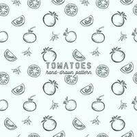 Tomatoes seamless pattern. hand drawn sketch illustration. vector