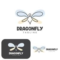 Dragonfly Logo, Flying Animal Design, Vector Simple Line Style, Icon Symbol Illustration