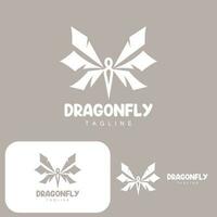 Dragonfly Logo, Flying Animal Design, Vector Simple Line Style, Icon Symbol Illustration