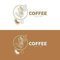 café logo, café árbol diseño, café bebida vector, icono marca ilustración símbolo vector