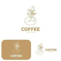 Coffee Logo, Coffee Tree Design, Cafe Drink Vector, Icon Brand Illustration Symbol vector