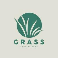 Green Grass Logo Design, Farm Landscape Illustration, Natural Scenery Vector