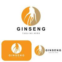 Ginseng Logo, Herbal Plant Vector, Natural Herbal Medicine, Ginseng Herbal Drink Icon vector