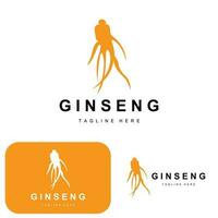 Ginseng Logo, Herbal Plant Vector, Natural Herbal Medicine, Ginseng Herbal Drink Icon vector