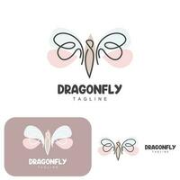 Dragonfly Logo, Flying Animal Design, Vector Simple Line Style, Icon Symbol Illustration