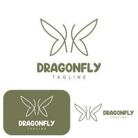 Dragonfly Logo, Flying Animal Design, Vector Simple Line Style, Icon Symbol Illustration