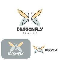 Dragonfly Logo, Flying Animal Design, Vector Simple Line Style, Icon Symbol Illustration