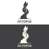 Octopus Logo, Simple Line Design, Sea Animal Vector Japanese Seafood Ingredient, Icon Symbol Illustration