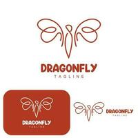 Dragonfly Logo, Flying Animal Design, Vector Simple Line Style, Icon Symbol Illustration