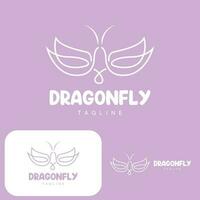 Dragonfly Logo, Flying Animal Design, Vector Simple Line Style, Icon Symbol Illustration