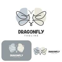 Dragonfly Logo, Flying Animal Design, Vector Simple Line Style, Icon Symbol Illustration