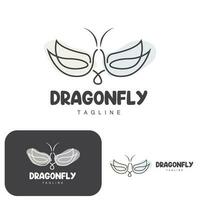 Dragonfly Logo, Flying Animal Design, Vector Simple Line Style, Icon Symbol Illustration