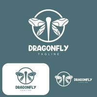 Dragonfly Logo, Flying Animal Design, Vector Simple Line Style, Icon Symbol Illustration