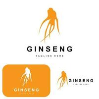 Ginseng Logo, Herbal Plant Vector, Natural Herbal Medicine, Ginseng Herbal Drink Icon vector