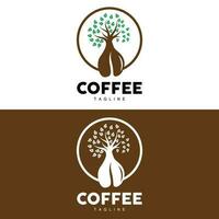 café logo, café árbol diseño, café bebida vector, icono marca ilustración símbolo vector