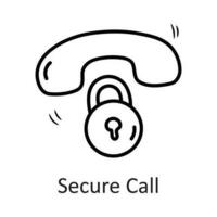 Secure Call vector outline Icon Design illustration. Security Symbol on White background EPS 10 File