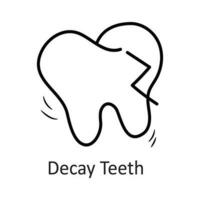 Decay Teeth vector outline Icon Design illustration. Dentist Symbol on White background EPS 10 File