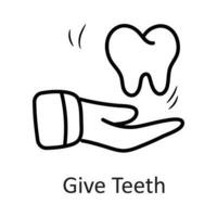 dar dientes vector contorno icono diseño ilustración. dentista símbolo en blanco antecedentes eps 10 archivo