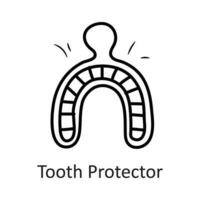 diente protector vector contorno icono diseño ilustración. dentista símbolo en blanco antecedentes eps 10 archivo