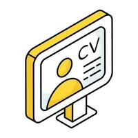 Editable design icon of online cv vector
