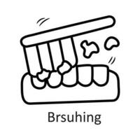 brushing vector outline Icon Design illustration. Dentist Symbol on White background EPS 10 File