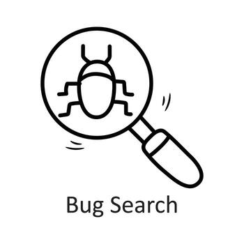 Bug Search vector outline Icon Design illustration. Security Symbol on White background EPS 10 File