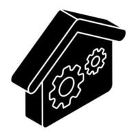 Gears on house building, icon of, home maintenance vector