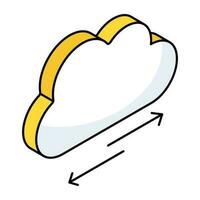 Editable design icon of cloud data transfer vector