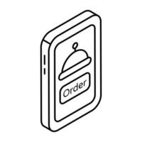 Conceptual linear design icon of mobile order vector