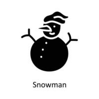 Snowman vector Solid Icon Design illustration. Christmas Symbol on White background EPS 10 File