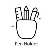 Pen Holder vector outline Icon Design illustration. Stationery Symbol on White background EPS 10 File