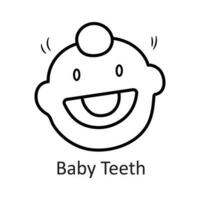 Baby Teeth vector outline Icon Design illustration. Dentist Symbol on White background EPS 10 File