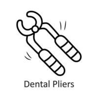 Dental Pliers vector outline Icon Design illustration. Dentist Symbol on White background EPS 10 File