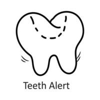 Teeth Alert vector outline Icon Design illustration. Dentist Symbol on White background EPS 10 File