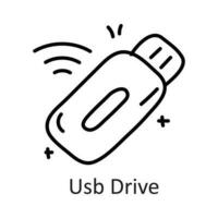 MobileUsb Drive vector outline Icon Design illustration. Communication Symbol on White background EPS 10 File