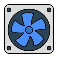 A flat design icon of computer fan vector