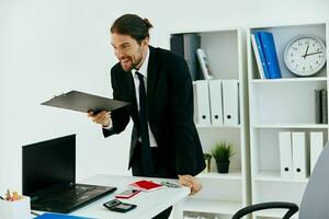 businessman holding a phone telephone office executive photo