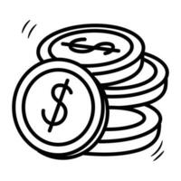 monedas vector contorno icono diseño ilustración. bancario y Finanzas símbolo en blanco antecedentes eps 10 archivo
