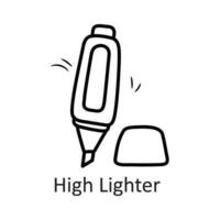 High lighter vector outline Icon Design illustration. Stationery Symbol on White background EPS 10 File