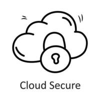 Cloud Secure vector outline Icon Design illustration. Security Symbol on White background EPS 10 File