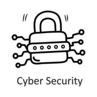 Cyber Security vector outline Icon Design illustration. Security Symbol on White background EPS 10 File