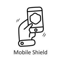 Mobile Shield vector outline Icon Design illustration. Security Symbol on White background EPS 10 File