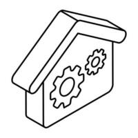Gears on house building, icon of, home maintenance vector