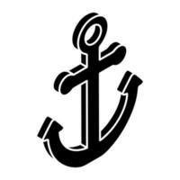 A solid design icon of ship anchor vector