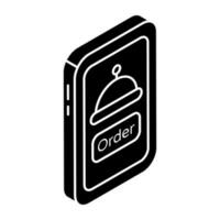 Conceptual solid design icon of mobile order vector