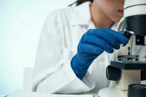 woman scientist research microbiology technology photo