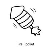 Fire Rocket vector outline Icon Design illustration. Party and Celebrate Symbol on White background EPS 10 File