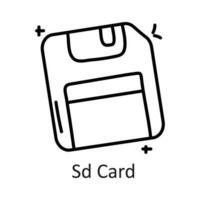 Sd Card vector outline Icon Design illustration. Communication Symbol on White background EPS 10 File