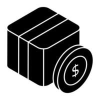 Conceptual solid design icon of cash on delivery vector